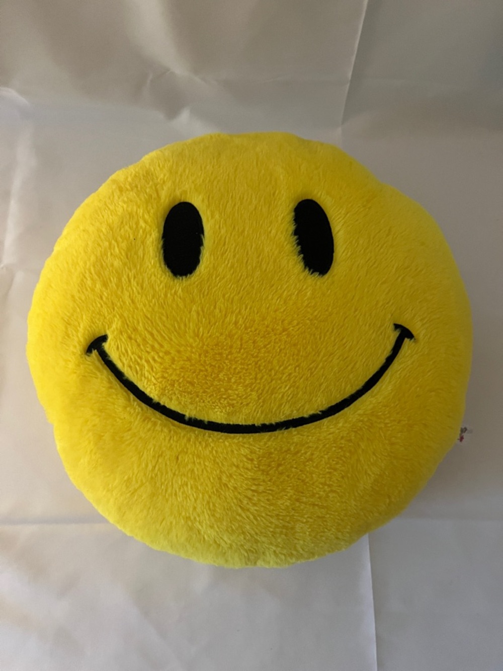 Yellow Smiley Face Plush Accent Pillow